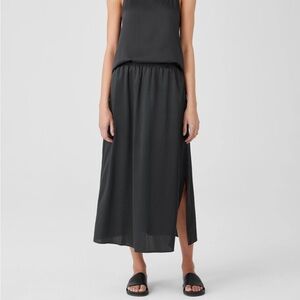 Eileen Fisher Hammered Silk Cotton A-Line Skirt 2X in Graphite